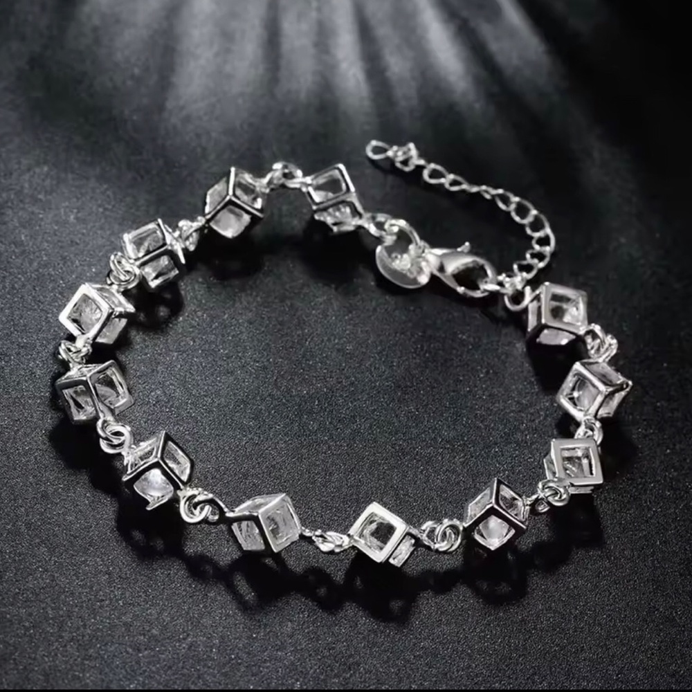 Sterling Silver Cube Link Bracelet